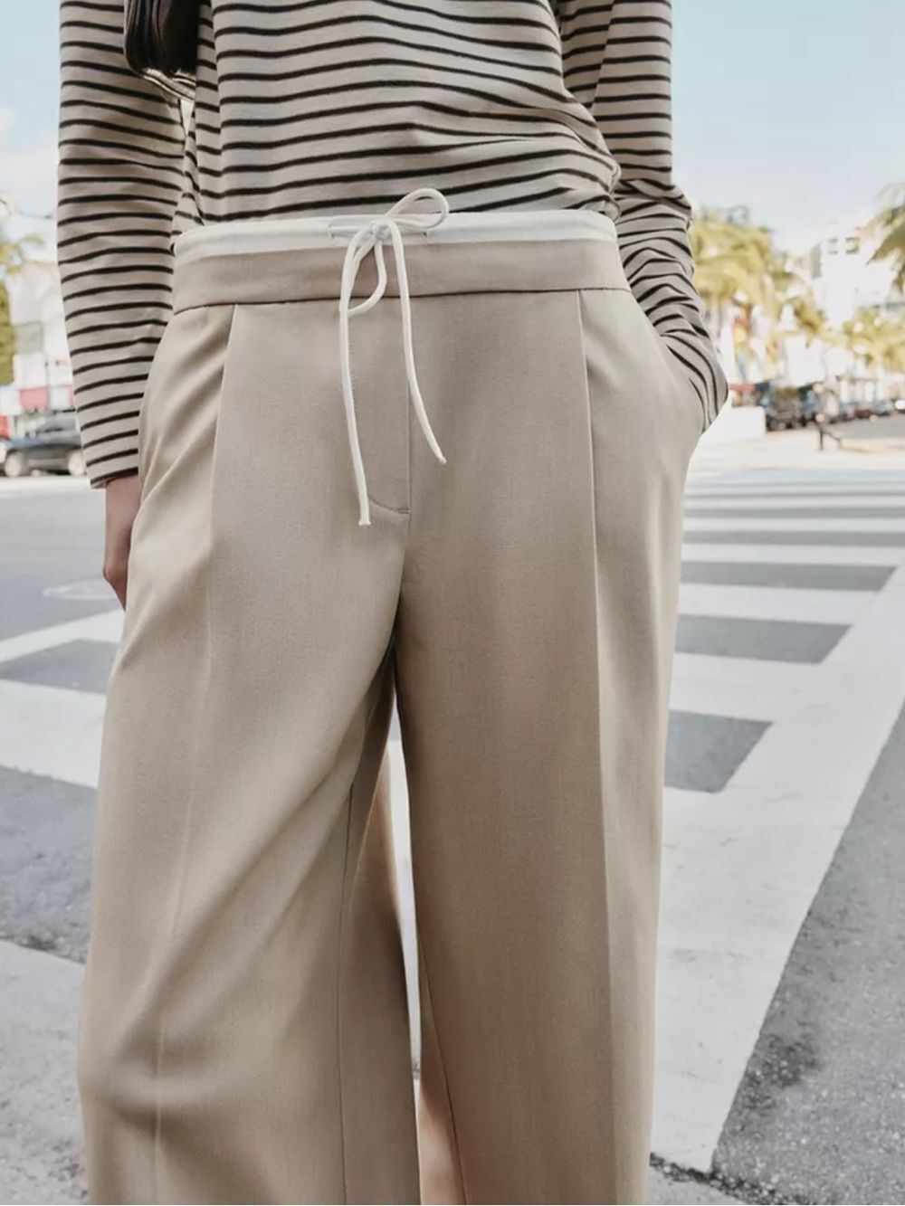 Zara Neutral Beige Tailored Trousers